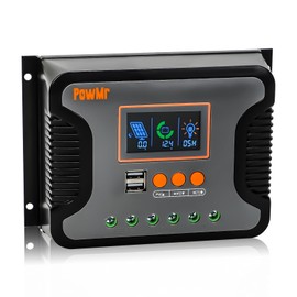 PowMr 60A PWM Solar Charge Controller, 12V 24V 36V 48V Auto, LCD Display and Dual USB Output, Fit for AGM, Gel, FLD, Lead-Acid and Lithium Battery【Update Version】
