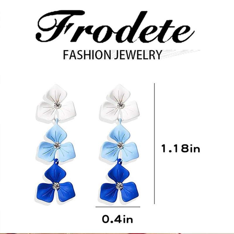 Long Flower Petal Earrings Boho Layered Floral Drop Earrings Flower