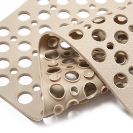 Nonslip Bathtub Mat Extra Soft TPE Bath Mat for Kids, Machine Washable Bathroom Shower Mat, Smooth/Non-Textured Tubs Only, 30L x 17W Inch (Light Brown)