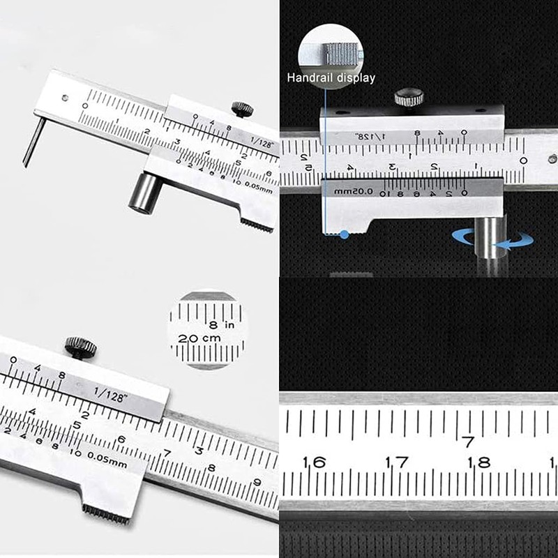 Vernier Caliper, Marking Caliper, 0-200mm Stainless Steel Pocket Caliper, Parallel