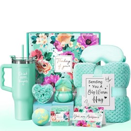 Birthday Gifts for Women Self Care Gifts Get Well Soon Gifts, Ocean Relaxing Spa Gifts Basket Care Package w/ Luxury Flannel Blanket, Unique Mothers Day Gifts for Mom Her Friend Sister Wife Grandma:_Ocean (with blanket & 40oz Insulated tumbler)
