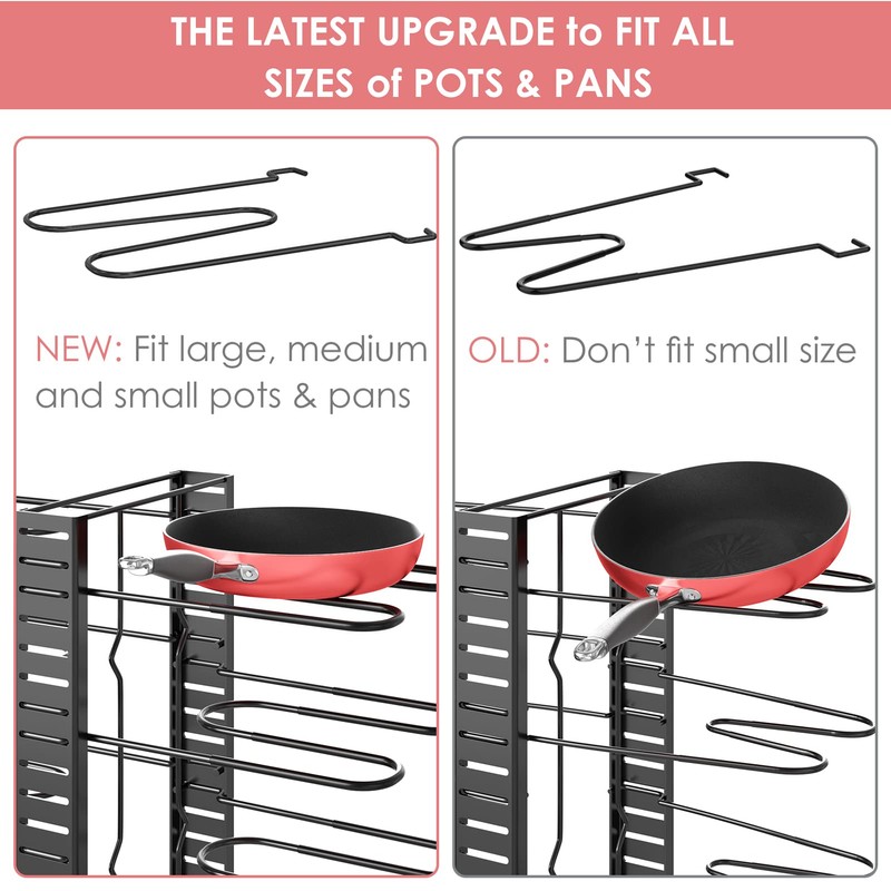 MUDEELA Pots and Pans Organizer Rack under Cabinet, 8-Tier Kitchen