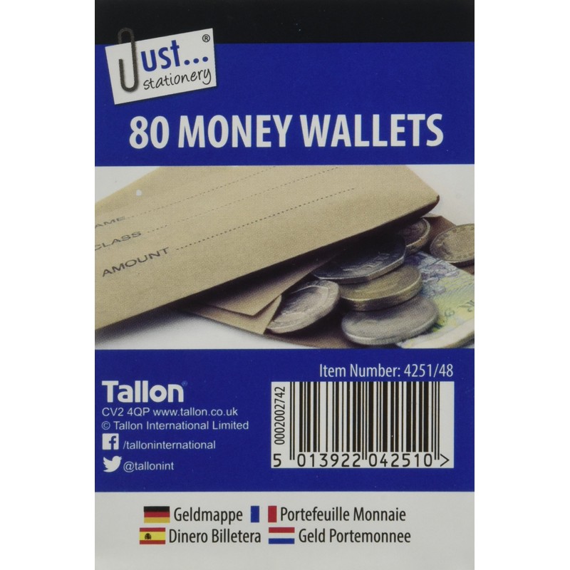 Just Stationery 70x105mm Money Envelope ( 80 Wallets)