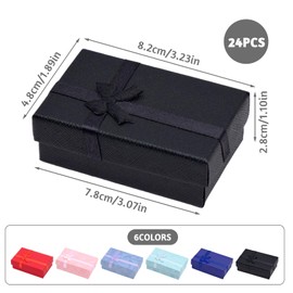Fahibin Pack of 24 Jewellery Gift Boxes, Small Gift Boxes, Small Gift Box with Lid, Rectangular Cardboard Packaging Box Set for Rings, Earrings and Necklaces