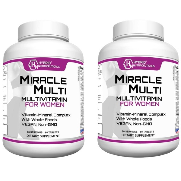Hybrid Nutraceuticals MiracleMulti Multivitamin for Women (2-Pack), Blended Vitamin &