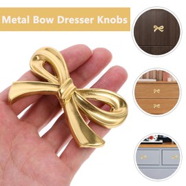 Cbbaokyy Bow Knobs for Dresser, 6PCS Metal Bow Dresser Knobs Vintage Handles Gold Handles for Home Kitchen Cabinet Hardware Cupboard