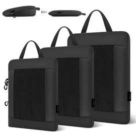 Carttiya Compression Packing Cubes for Suitcases 3 Pack, Ultralight Expandable Lightweight Compression Travel Organizers Bags, Suitcase Organiser Bags Travel Cubes for Backpack (Black)