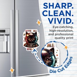 (2 Pack) Give Me Space Cat Magnets - Cute Space Cat Kitchen - Fridge Magnets - Cat Lover Art - Space-Themed Magnets - 5" On Longest Side - for Cars, Fridges, Toolboxes - Made in USA - MAG4602