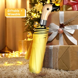 PTGRSWK Small Compact Umbrella with Duckhead Handle – Auto Open & Close, Cute Travel Umbrella with UV Protection, The Quirky Duck Gift for Rainy Days