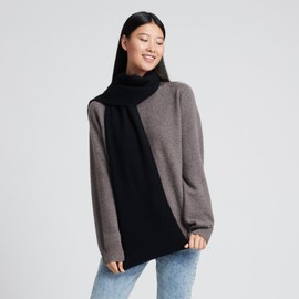 NAADAM Unisex Signature Ribbed Cashmere Scarf,Black,OS