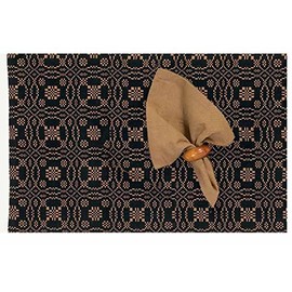 Home Collection by Raghu Lover's Knot Jacquard Black and Mustard Placemat, 14 by 18" Set of 6