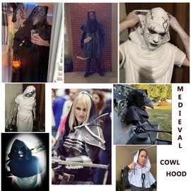 BLESSUME Medieval Hooded Cowl Cross Necklace (White)