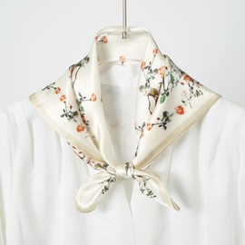 QIUTIMIY Mulberry Silk Scarves for Women Lightweight 21"x21" Square Scarf Small Neckerchief Women Digital Printed Head Wrap((53cm) Square Scarf 24)