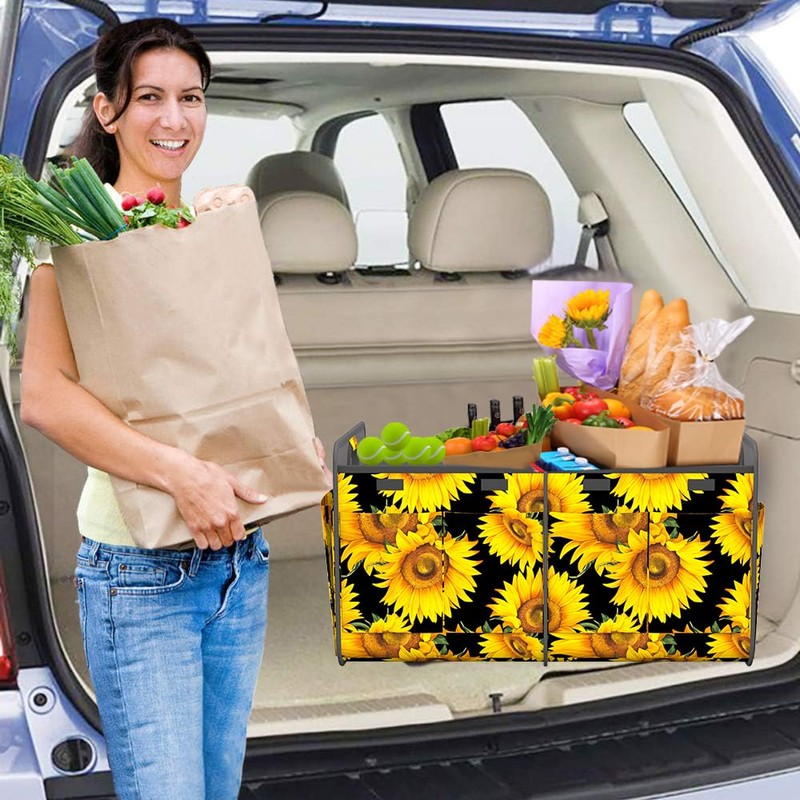 Homeve Trunk Organizer, Car Storage, Reinforced Handles, Collapsible Multi-Compartment Car
