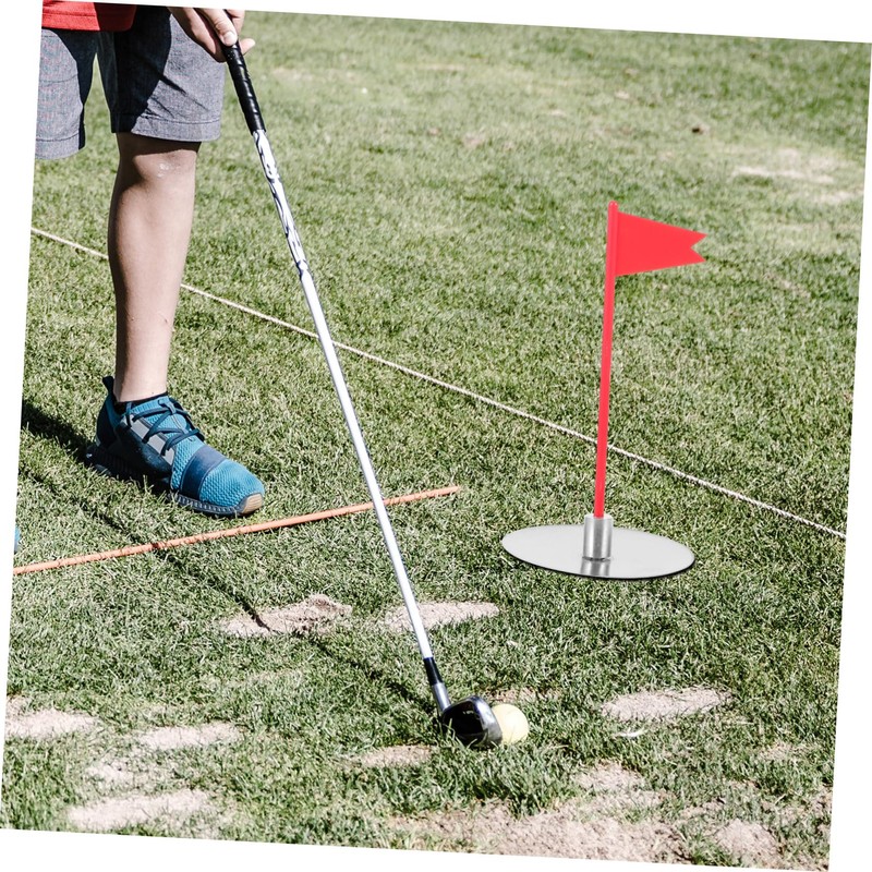 BIUDECO 1set Thickened Golf Hole Cup Flag Stainless Steel and