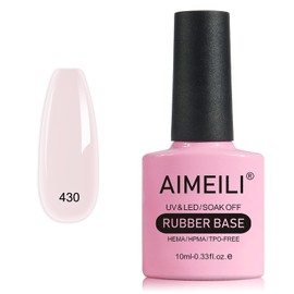 AIMEILI Rubber Base Semi-Permanent Gel for Nails, Sheer Nude Color Polish, Long-lasting Elastic Polish UV/LED Soak Off -(430) 10ml