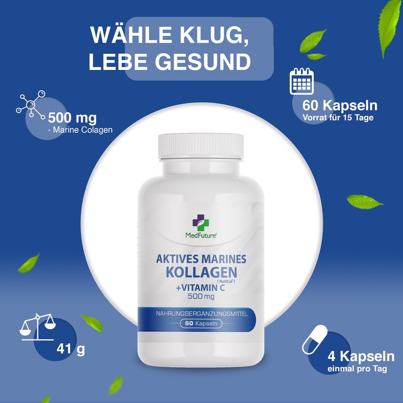 Collagen Capsules High Dose - 500 mg Fish Collagen +