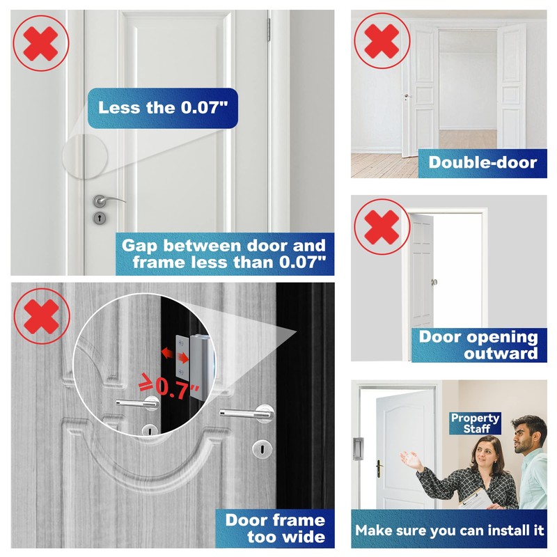 Door Reinforcement Lock Withstands 800lbs of Force - Black Extra
