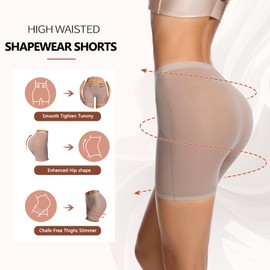 Lynclare Shapewear Shorts Seamless Under Ddress Slip Short Tummy Control Underwear for Women Beige L