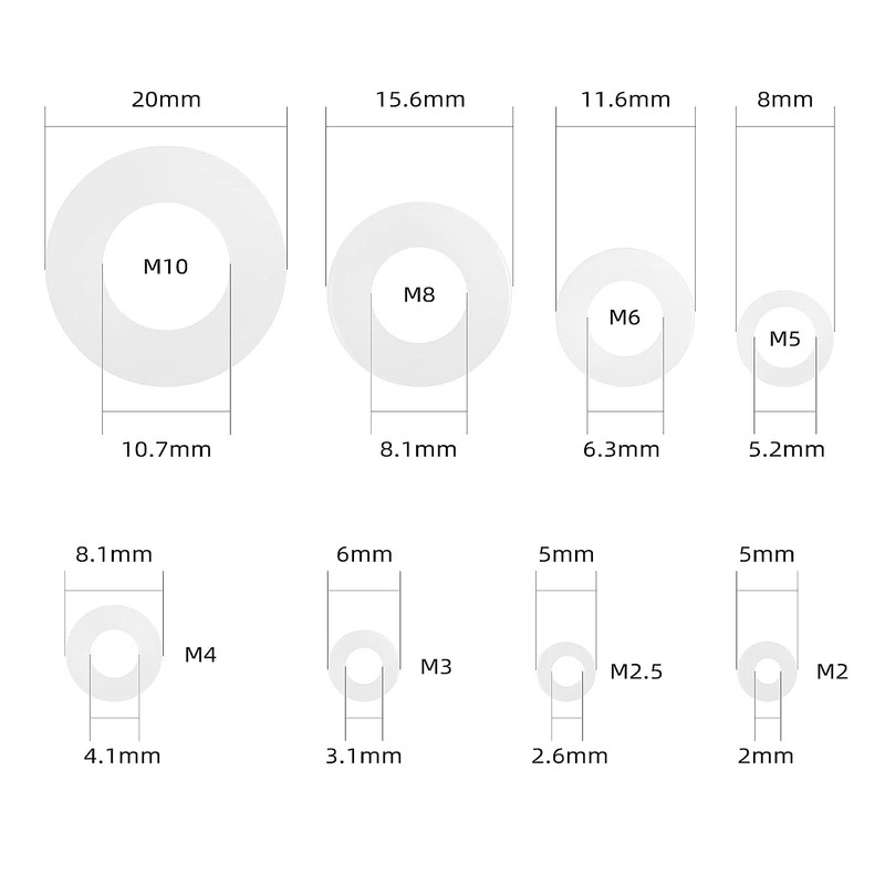 Nylon Flat Washers Flat Washers M2 - M10 (M2 M2
