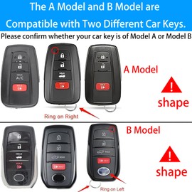 Kirsnda Key fob Cover Compatible with Toyota Camry RAV4 Highlander Avalon C-HR Prius Corolla ect Smart Remote Key Accessories,TPU Protection Key Case,A Model Transparent Black