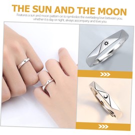 BESPORTBLE 3 Pairs Sun and Moon Matching Promise Rings for Couples Lightweight and for Boyfriend Girlfriend Stylish Design