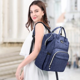 Viedouce Baby Changing Backpack Changing Bag With 2 Pieces Pram Hooks, Waterproof Oxford Large Capacity, Multifunctional Baby Bag For Travel Going Out Shopping