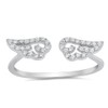White CZ Open Adjustable Angel Wings Ring .925 Sterling Silver