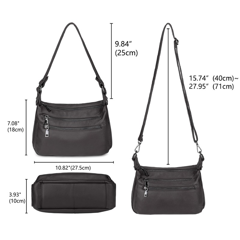 YALUXE Genuine Leather Shoulder Bag Medium Size Handbag Purse Multi