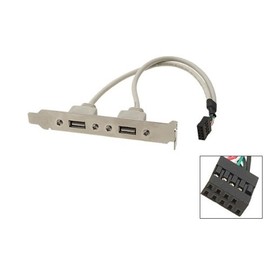 Micro SATA Cables 2 Port USB 2.0 Rear Bracket Extension for PC Motherboard - 12 Inch