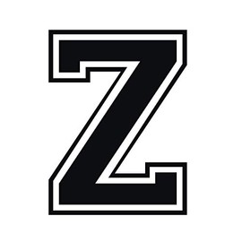 Applicable Pun Varsity Letter Z - Vinyl Decal for Outdoor Use on Cars, ATV, Boats, Windows and More - Black 6 Inches Tall