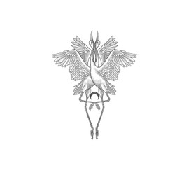 kobench Temporary Tattoos,Two Red-Crowned Cranes In Love - K91 Design,Waterproof,Easy-to-Apply,Long Lasting 1-2 Weeks, Plant-Based,Crown Tattoos