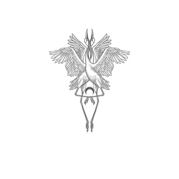 kobench Temporary Tattoos,Two Red-Crowned Cranes In Love - K91 Design,Waterproof,Easy-to-Apply,Long