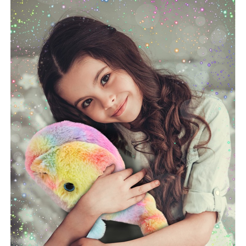 DolliBu Rainbow Whale Stuffed Animal – Soft Huggable Whale Stuffed