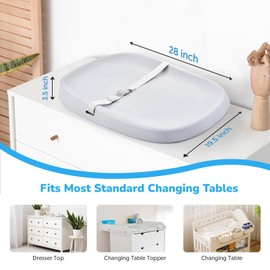 Bellababy Baby Changing Pad, Waterproof & Non-Slip, Soft, Easy to Clean, Lightweight, Portable, Polyurethane (PU), 27.6 * 19.2 * 2.9, Gray