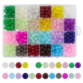 480 Pcs Round Glass Beads, Imitative Jade Beads, Bracelet Making Kit, Crystal Round Glass Beads, Crystal Gemstone for Jewelry Making Beading Earring Necklace Phone Lanyard DIY Crafts 8mm(28 Colors)