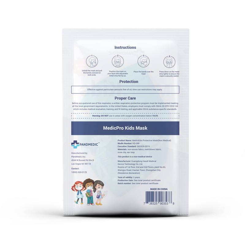 PandMedic – MedicKids KN95 Face Mask – Comfortable Face Covering