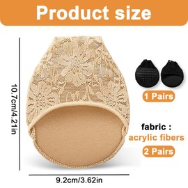 SGERUFZ 3 Paar rutschfeste, atmungsaktive Socken für Absätze und Turnschuhe - Zeheneinlagen, Vorfußpolster, Zehensocken, Komfort-Halbsocken und Einlagen für hochhackige Schuhe