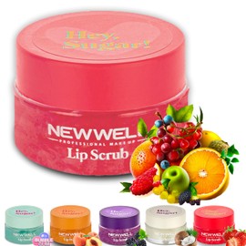 NEW WELL Lip Scrub Lippen Peeling - Intensive Feuchtigkeit, Vegan, 100% Natürlich, Tierversuchsfrei (Mix Fruit)