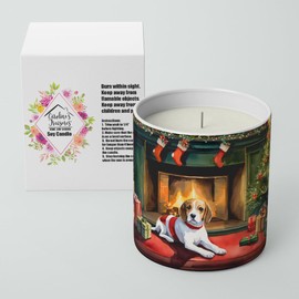 Caroline's Treasures Beagle Cozy Christmas Decorative Soy Candle Nature Soy Wax Essential Oil Home Decor Ideal for Bedroom Kitchen Bath Office Gift, 10 oz