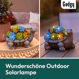 Gadgy Solar Garden Figures Turtle - Solar Lights for Outdoor Use - Solar Light Figures Decoration with Succulents - Garden Decoration for Outdoor Use - Balcony Decoration Animal Figure - Garden Figure