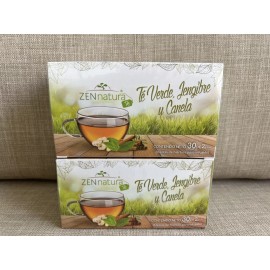 ZenNatura Te Verde Con Jengibre Y Canela 2 Pack 60 Sobres Quema Grasa