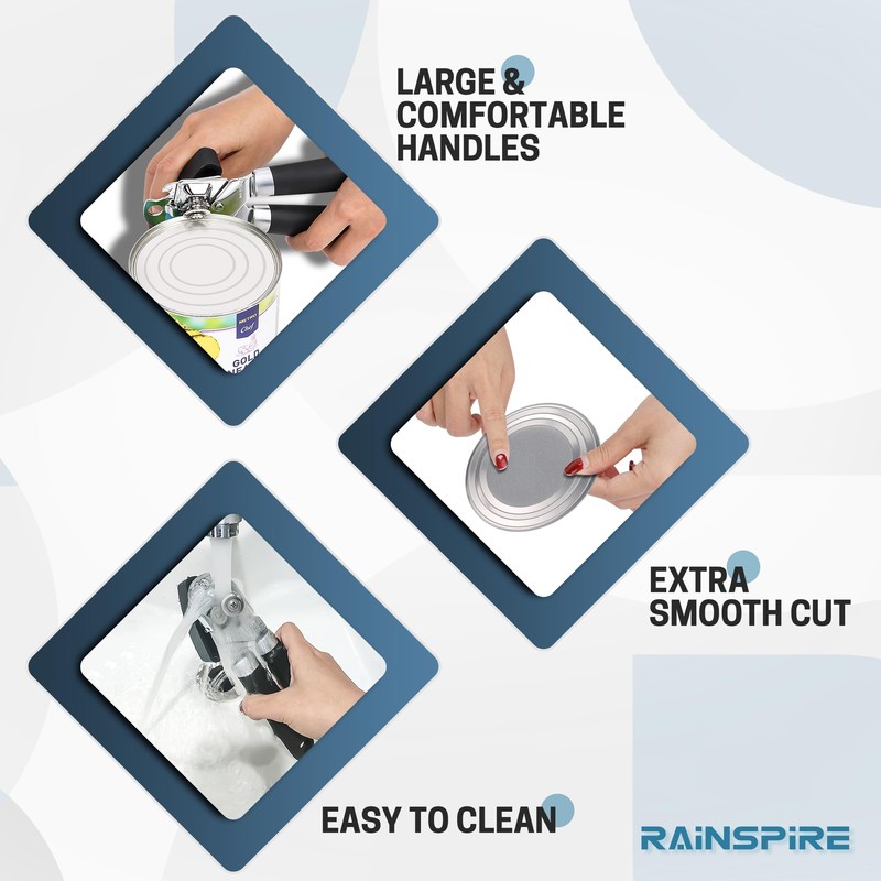 Rainspire Upgraded Can Opener Manual with Bottle Opener Smooth Edge