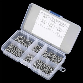 Nuts, 210pcs M2 304 Stainless Steel Cup Head Hex Socket Nails, Screws & Fasteners Screw/Fastener Assortment Kit with Box Embedded Nuts Screw