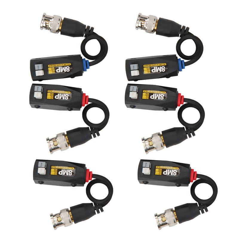 6Pcs Video Power Balun 8MP Anti Thunder Transmitter for CVI/TVI/AHD/CVBS