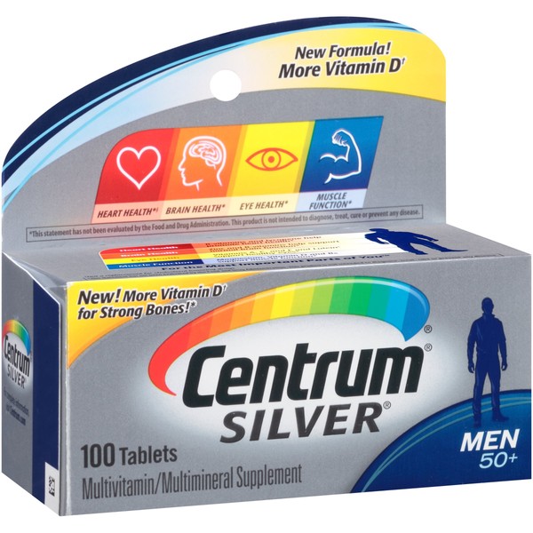 Centrum Silver Multivitamin / Multimineral Supplement Tablet, 100 Count (Pack of 4)