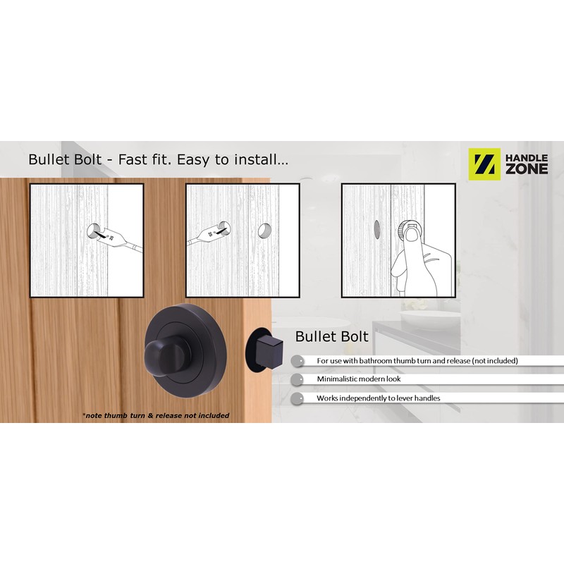 HANDLEZONE® 76mm Bullet Bolt, Round Designer Mortice Deadbolt, Catch for