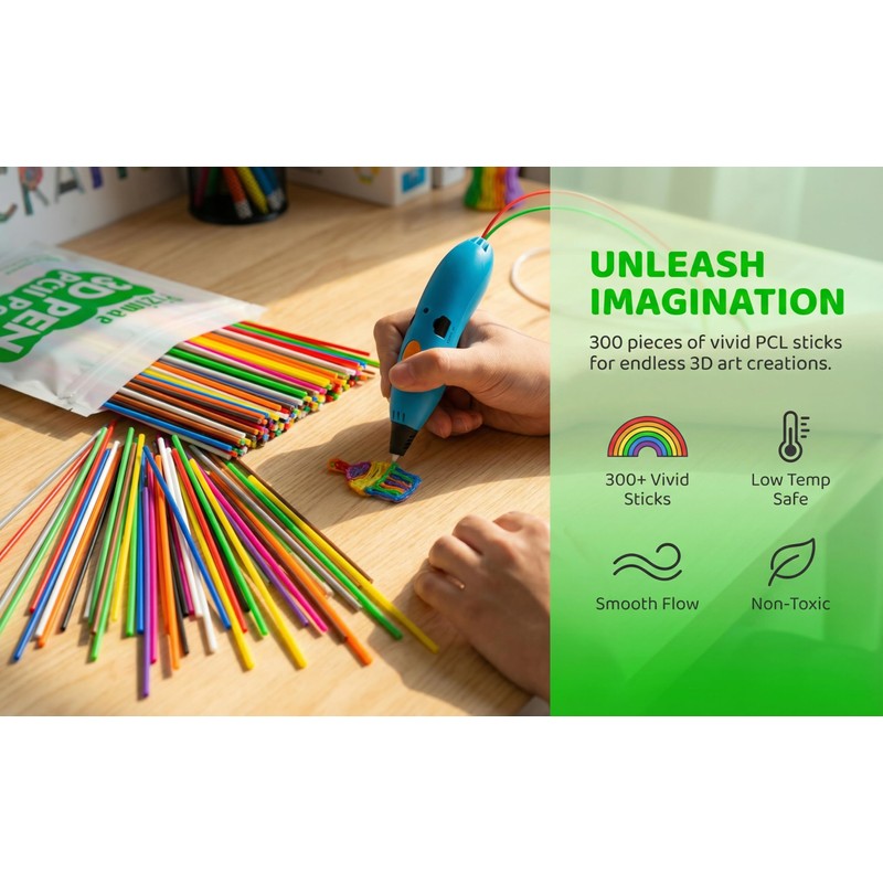 Pizimae 300 PCS 3D Pen Filament Refills, 10 Random Colors