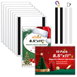 Magnetic Wall Sign Holder 8.5x11 10 Pack, Clear Rigid Plastic Sign Holders with Magnet Strips and Adhesive Strips for Office/Restaurant Door/Display Window Poster/Document