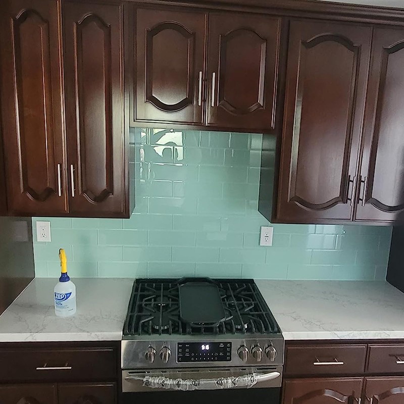 Lovdeco Light Green Glass Subway Tile, Glass for Bathroom Kitchen